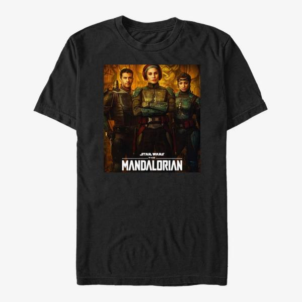 Tričko Merch Star Wars: The Mandalorian - Blue Mandalorian Poster Unisex T-Shirt Black XXL