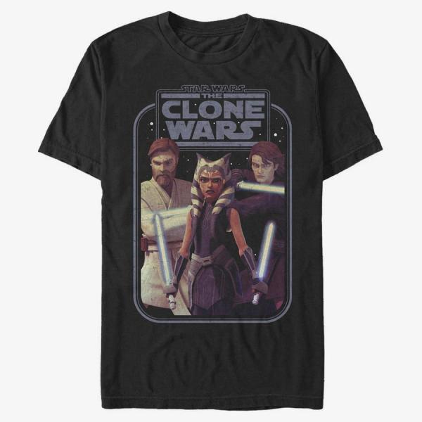 Tričko Merch Star Wars: Clone Wars - Hero Group Shot Unisex T-Shirt Black M