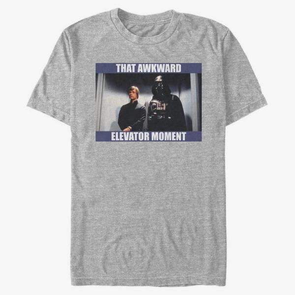 Tričko Merch Star Wars: Classic - Awkward Elevator Moment Unisex T-Shirt Heather Grey S