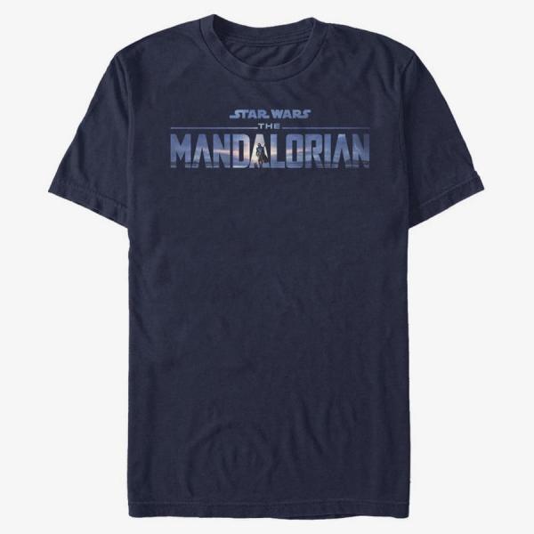 Tričko Merch Star Wars: The Mandalorian - New Mando Logo Unisex T-Shirt Navy Blue M