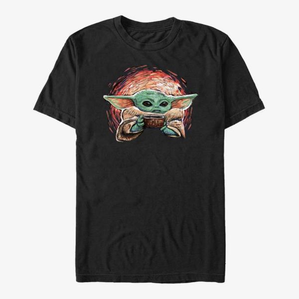 Tričko Merch Star Wars: The Mandalorian - Sipping Starries Small Front Unisex T-Shirt Black S