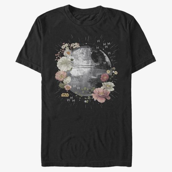 Queens Star Wars: Classic - FLORAL DEATH STAR Unisex T-Shirt Black