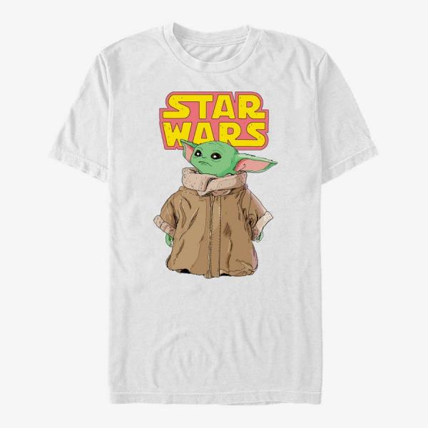 Tričko Merch Star Wars: The Mandalorian - Logo Child Gaze Unisex T-Shirt White S