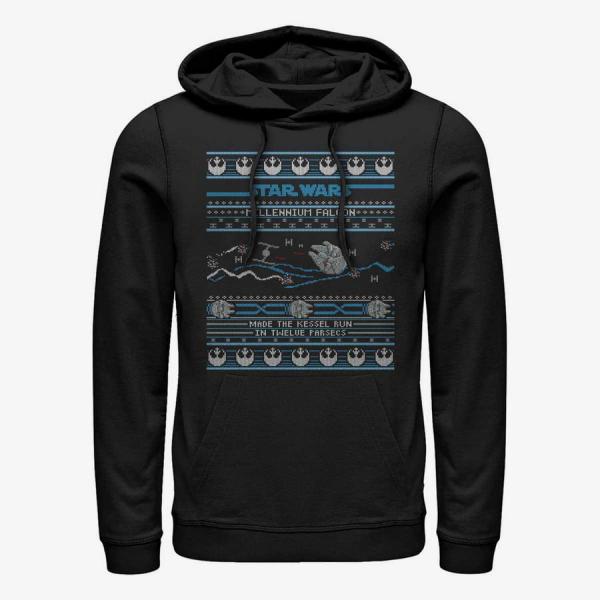 Mikina Merch Star Wars: Classic - Falcon Attack Ugly Sweater Unisex Hoodie Black S
