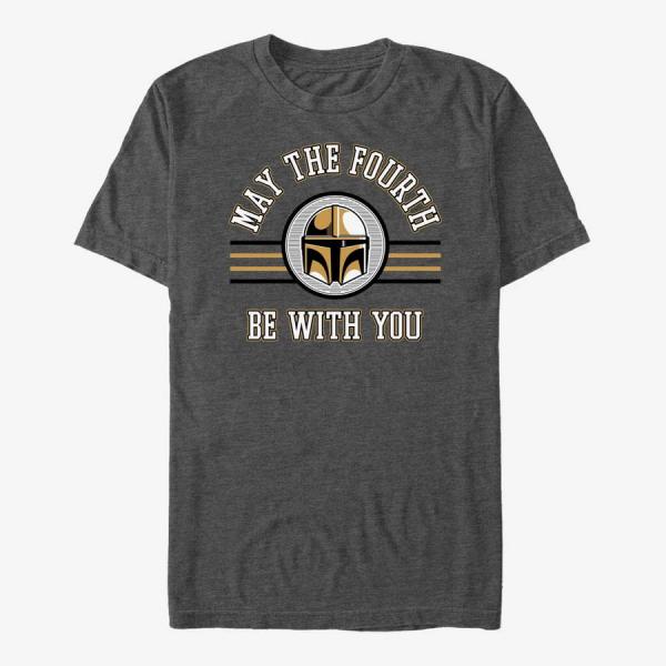 Tričko Merch Star Wars: The Mandalorian - Fourth Collegiate Unisex T-Shirt Dark Heather Grey XXL