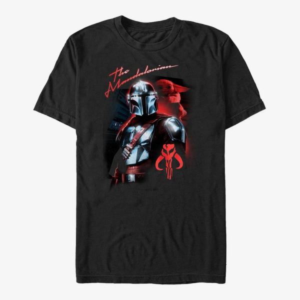 Queens Star Wars: The Mandalorian - Mando Retro Glow Unisex T-Shirt Black