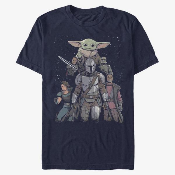 Tričko Merch Star Wars: The Mandalorian - Mandalorian Movie Poster Unisex T-Shirt Navy Blue XXXL