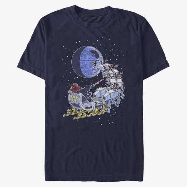Tričko Merch Star Wars: Classic - Vader Sleigh Unisex T-Shirt Navy Blue S