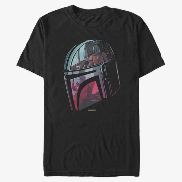 Tričko Merch Star Wars: Mandalorian - Helmet Explanation Unisex T-Shirt Black S