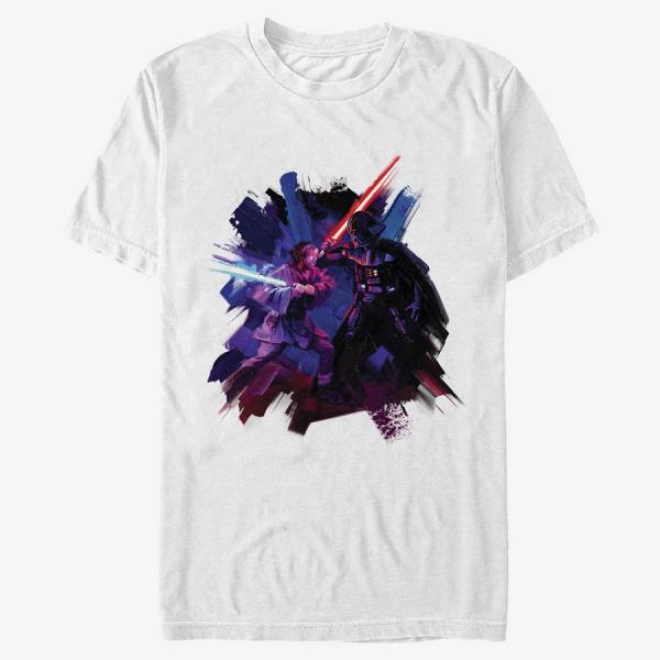 Tričko Merch Star Wars Obi-Wan - Painted Duel Unisex T-Shirt White L