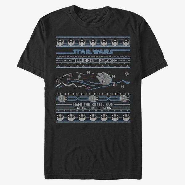Tričko Merch Star Wars: Classic - Falcon Attack Ugly Sweater Unisex T-Shirt Black XXL