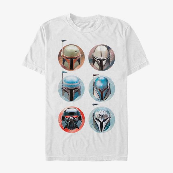 Tričko Merch Star Wars: The Mandalorian - Helmets Unisex T-Shirt White XL