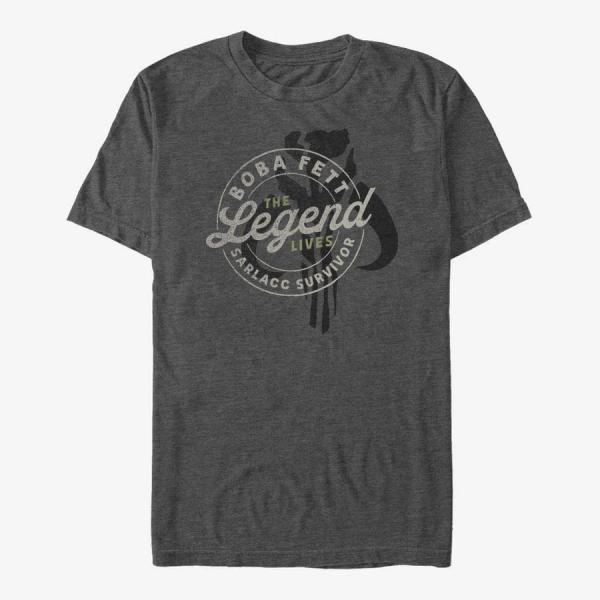 Tričko Merch Star Wars The Book Of Boba Fett - The Legend Lives Unisex T-Shirt Dark Heather Grey XXL