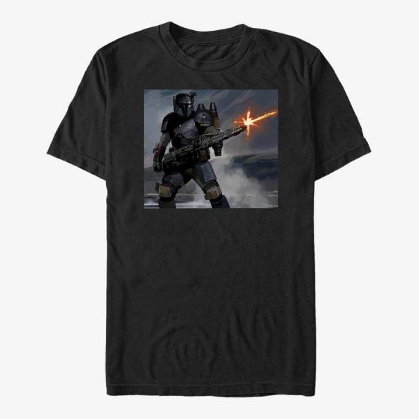 Tričko Merch Star Wars: The Mandalorian - Mando Fire Unisex T-Shirt Black XL