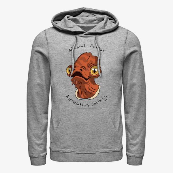 Mikina Merch Star Wars: Classic - Admiral Ackbar Unisex Hoodie Heather Grey XXXL