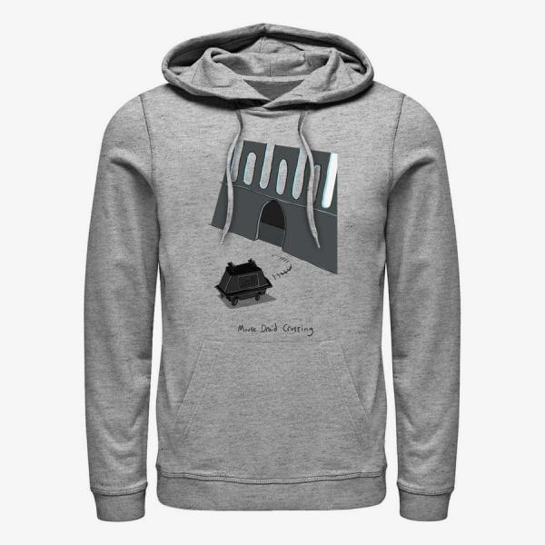 Mikina Merch Star Wars: Classic - Mouse Droid Crossing Unisex Hoodie Heather Grey XXXL