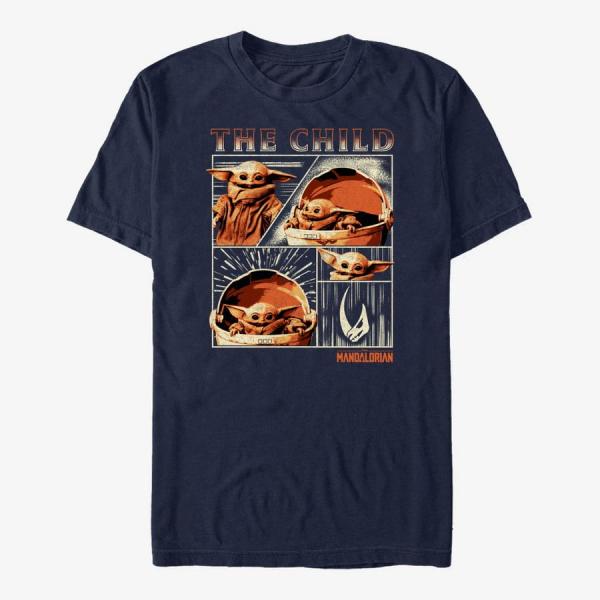 Tričko Merch Star Wars: The Mandalorian - The Child Panel Unisex T-Shirt Navy Blue S