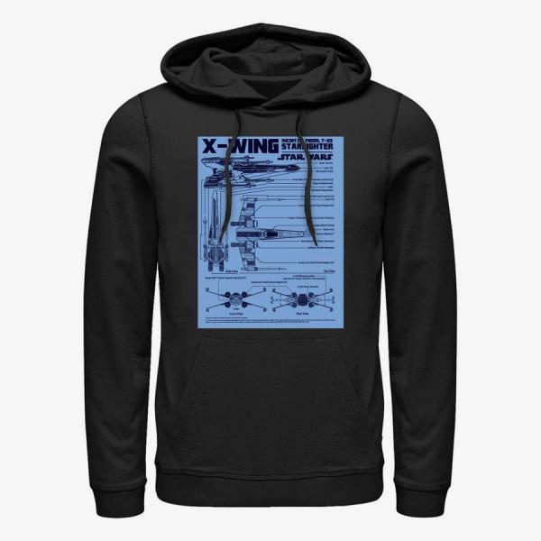 Mikina Merch Star Wars - X-Wing Schematics Unisex Hoodie Black XXL