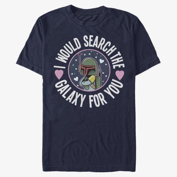 Tričko Merch Star Wars: Classic - Search The Galaxy Unisex T-Shirt Navy Blue XXL