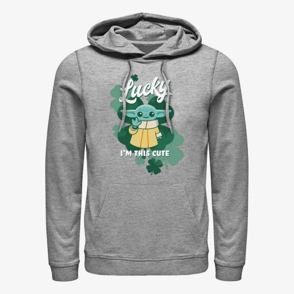 Mikina Merch Star Wars: The Mandalorian - Lucky Cute Unisex Hoodie Heather Grey XXL