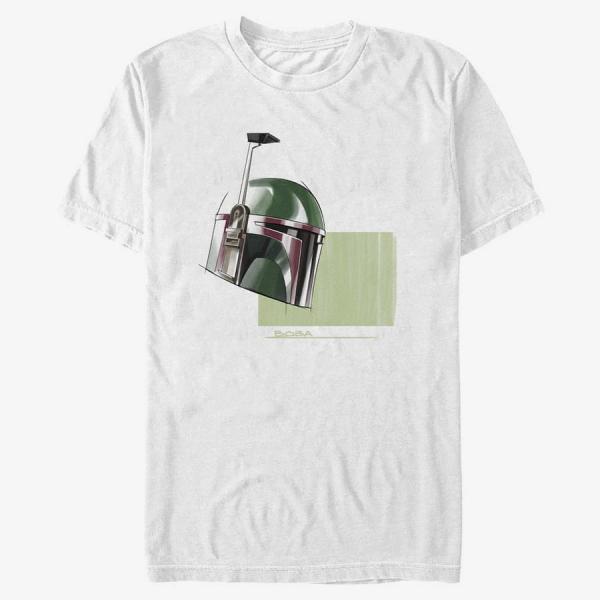 Tričko Merch Star Wars Book of Boba Fett - Helmet Marker Drawing Unisex T-Shirt White S