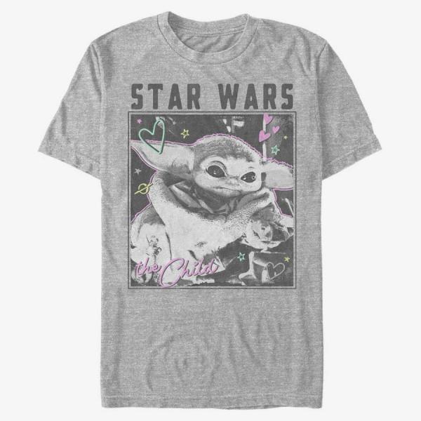 Tričko Merch Star Wars: The Mandalorian - Doodle Photo Unisex T-Shirt Heather Grey L