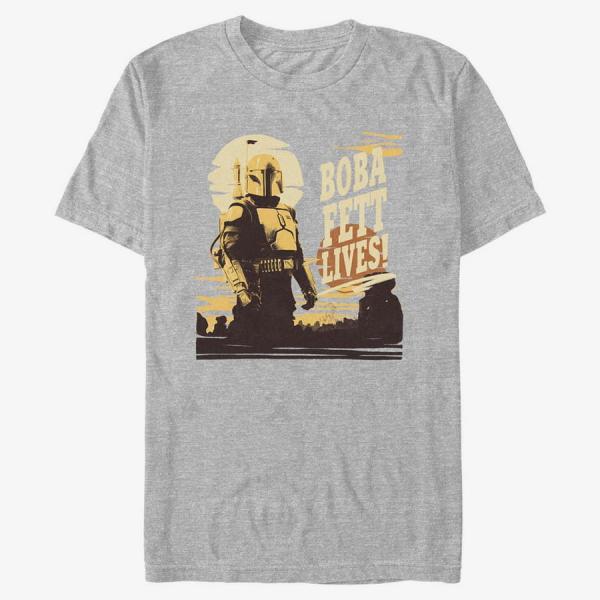 Tričko Merch Star Wars Book of Boba Fett - Boba Fett Lives Unisex T-Shirt Heather Grey XL