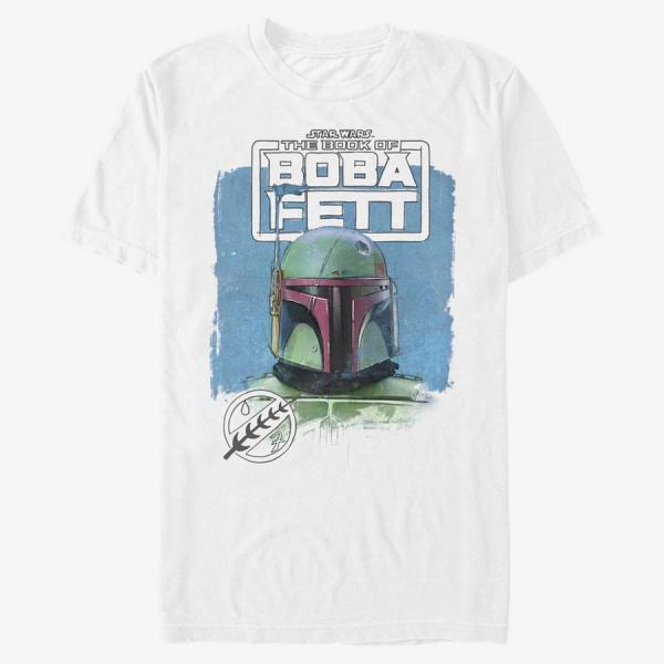 Tričko Merch Star Wars Book of Boba Fett - BOBA SKETCH Unisex T-Shirt White XL