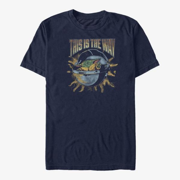 Tričko Merch Star Wars: The Mandalorian - Rock Child Pod Unisex T-Shirt Navy Blue L