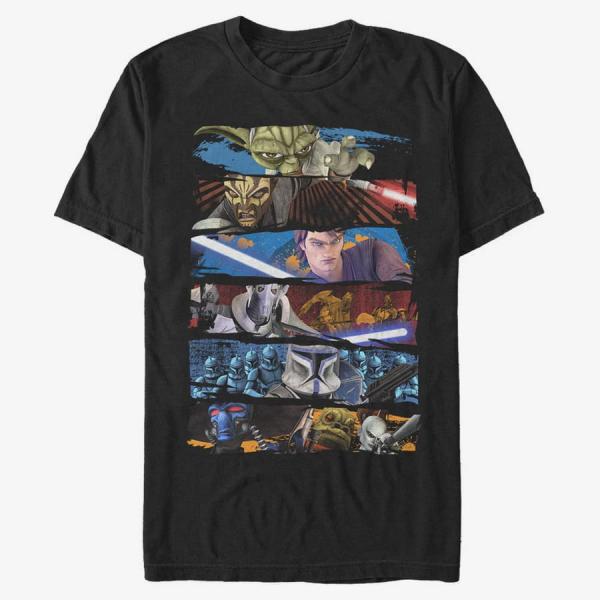 Tričko Merch Star Wars: Clone Wars - Face Off Unisex T-Shirt Black M