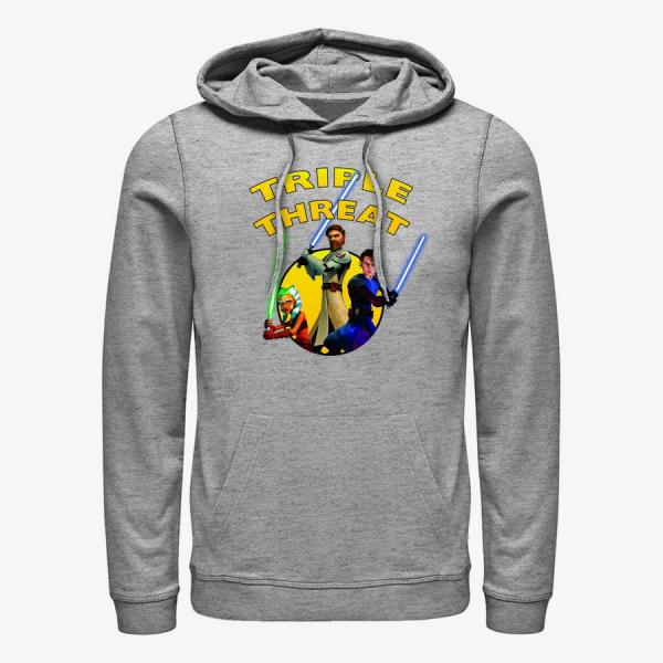 Mikina Merch Star Wars: Clone Wars - Triple Threat Unisex Hoodie Heather Grey XL