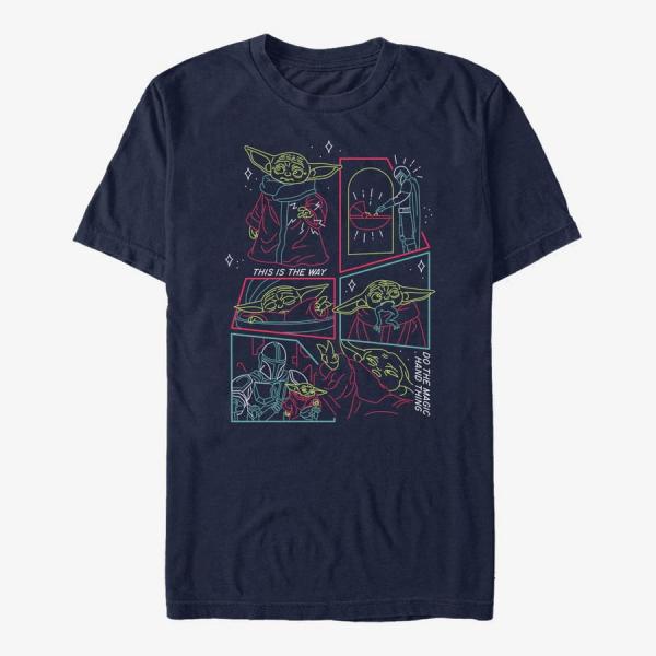 Tričko Merch Star Wars: The Mandalorian - Mono Mando Unisex T-Shirt Navy Blue M