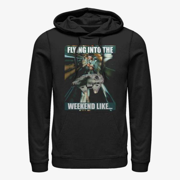 Mikina Merch Star Wars: Classic - Flying Into The Weekend Unisex Hoodie Black L