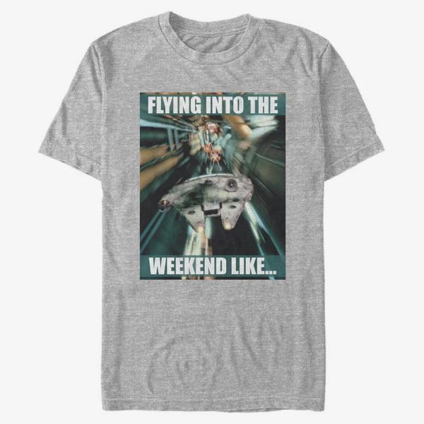 Tričko Merch Star Wars: Classic - Flying Into The Weekend Unisex T-Shirt Heather Grey XXL