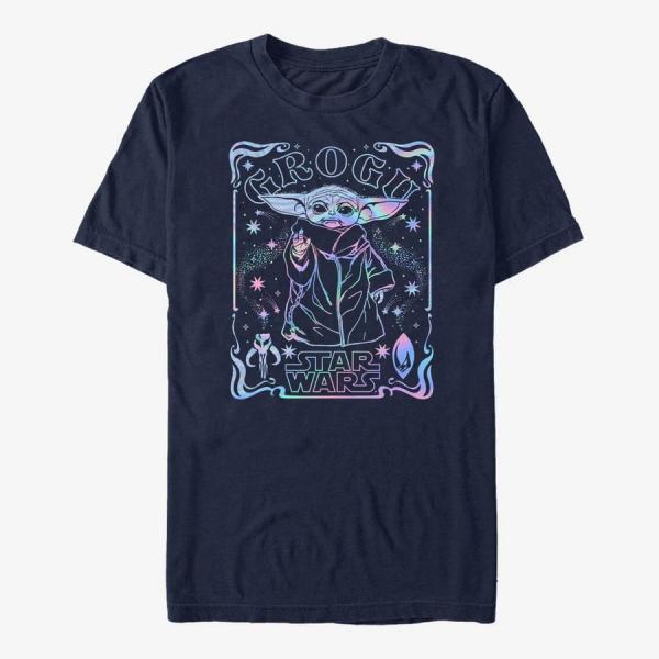 Tričko Merch Star Wars: The Mandalorian - Grogu Holographic Unisex T-Shirt Navy Blue S