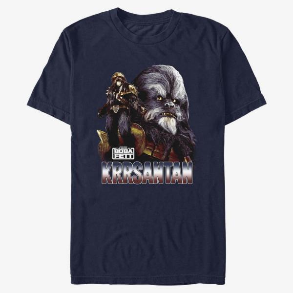 Tričko Merch Star Wars Book of Boba Fett - Questions Later Unisex T-Shirt Navy Blue XXL