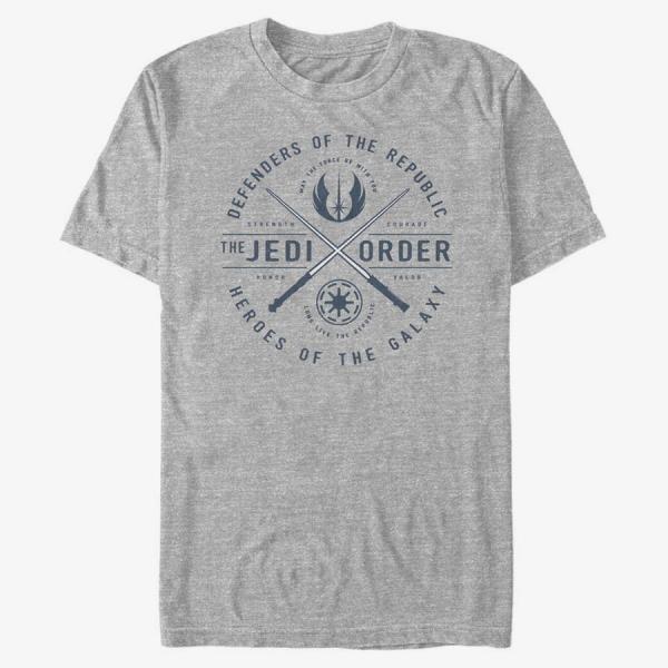 Queens Star Wars: Clone Wars - Sabers Emblem Unisex T-Shirt Heather Grey