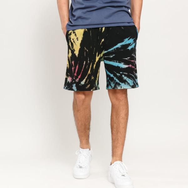 Šortky Urban Classics Tie Dye Sweat Short Black/ Turquoise XXL
