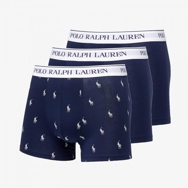 Boxerky Ralph Lauren Stretch Cotton Classic Trunk 3-Pack Navy/ White XXL