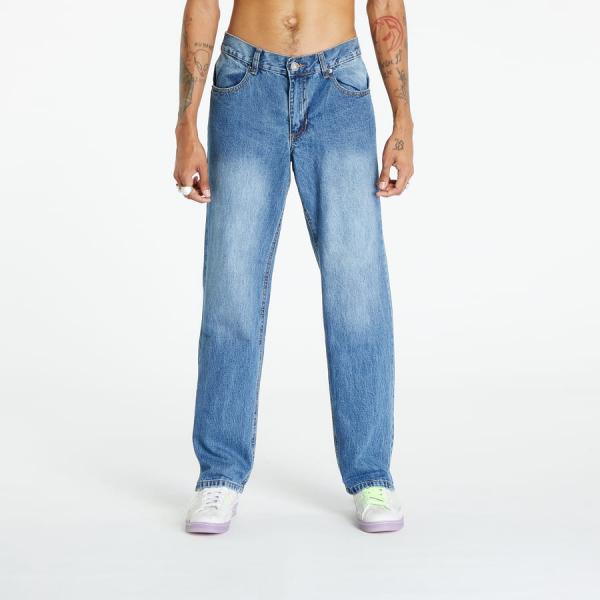 Džíny Urban Classics Straight Slit Jeans Middeepblue W30