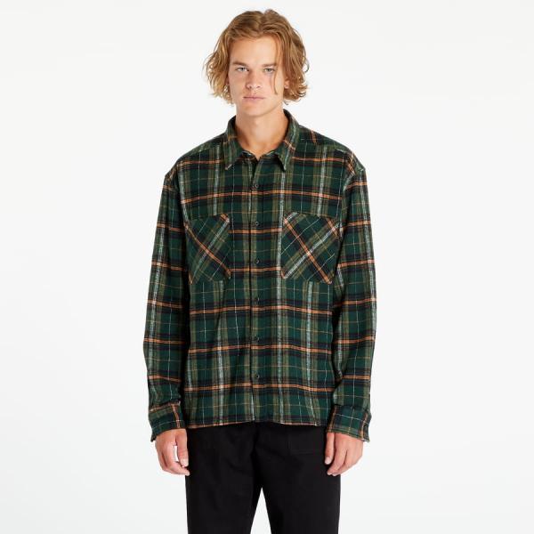 Košile Urban Classics Boxy Fane Check Shirt Bottlegreen/ Orange L