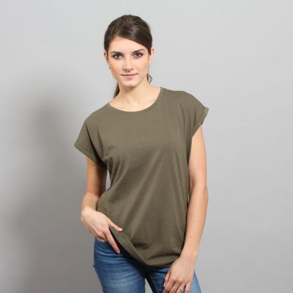 Dámské tričko Urban Classics Ladies Extended Shoulder Tee Olive