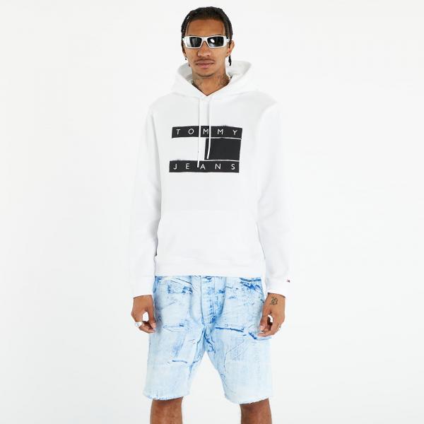 Mikina Tommy Jeans Reg Flag Spray Hoodie White L