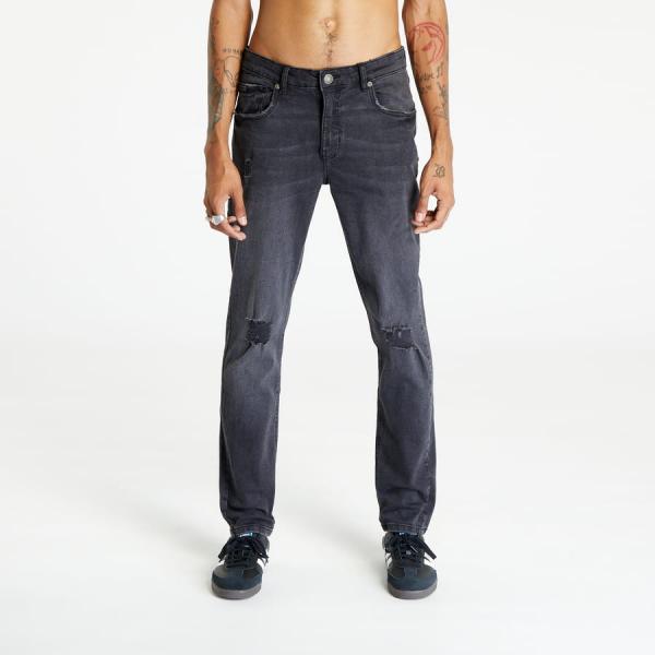 Kalhoty Urban Classics Distressed Stretch Denim Pants Black Destroyed Washed W36