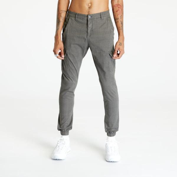 Kalhoty Urban Classics AOP Glencheck Cargo Jog Pants Dark Grey M