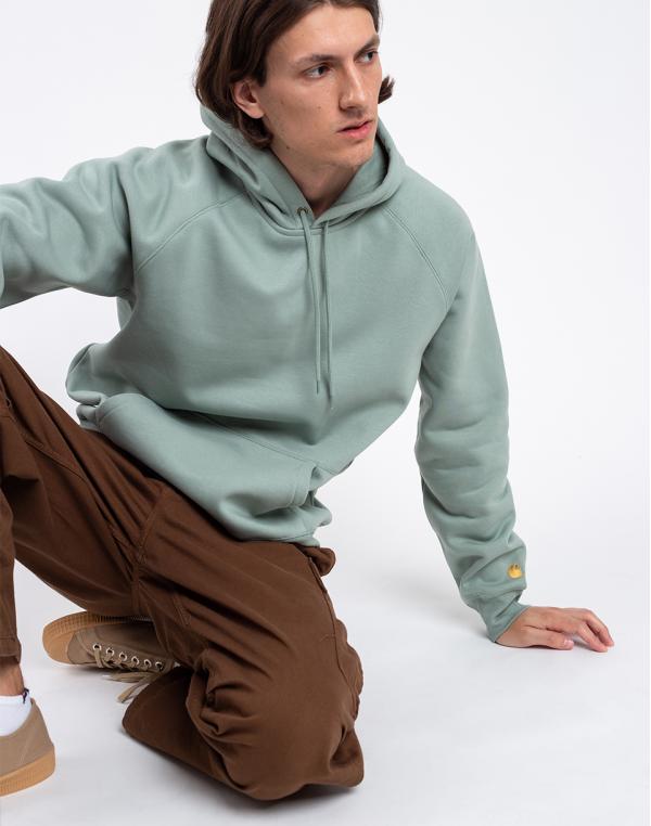 Carhartt WIP Hooded Chase Sweat Glassy Teal / Gold S