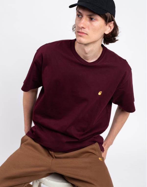 Tričko Carhartt WIP S/S Chase T-Shirt Amarone / Gold