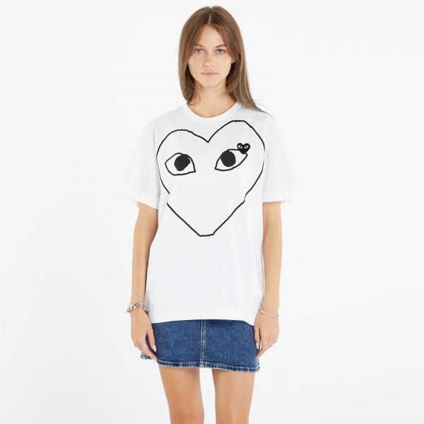 Tričko Comme des Garçons PLAY Heart Logo Short Sleeve Tee UNISEX White S