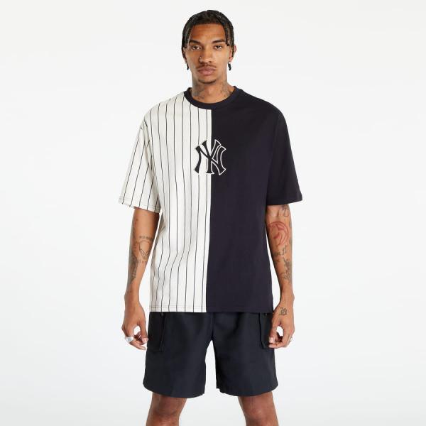 New Era New York Yankees Mlb Half Striped Oversized Tee Black/ White
