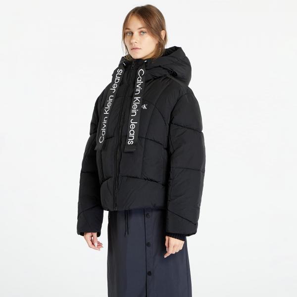 Bunda Calvin Klein Jeans Logo Drawstring Short Puffer Black L